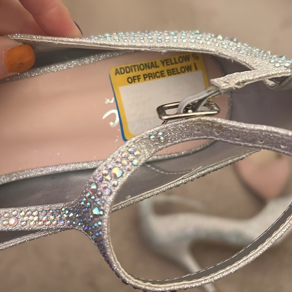 Fairly New Silver Sparkly Heels - Picture 4 of 6